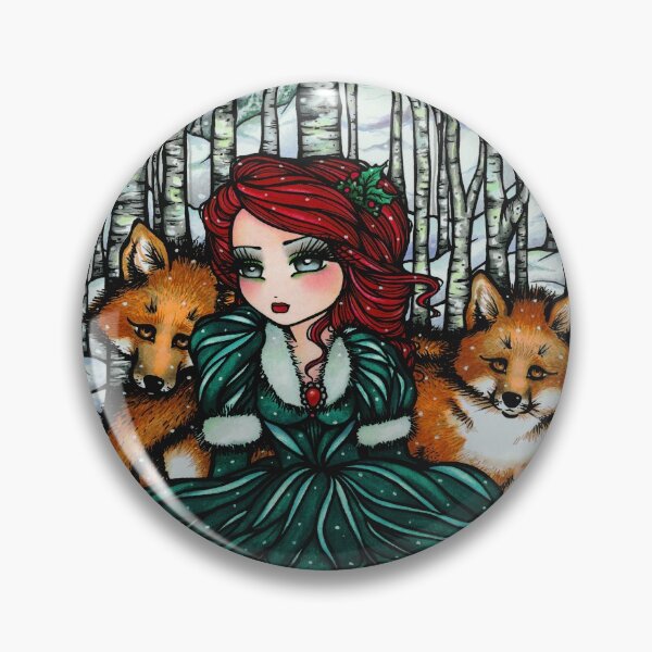 Whimsical Wintery Nature Scene Fantasy Art Pin