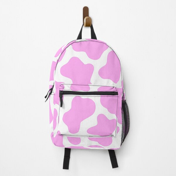 Cute Pink Cow Print Backpack by Aesthetic Wall Decor by SB Designs