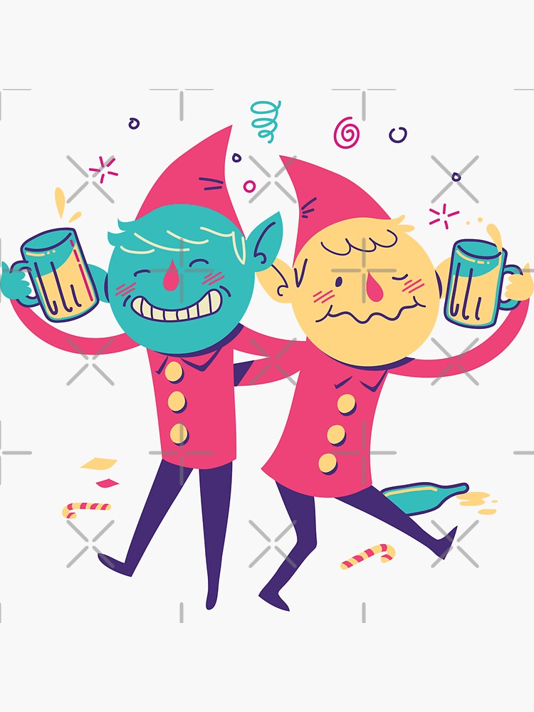 "Drunk Elves" Sticker by mik669 Redbubble