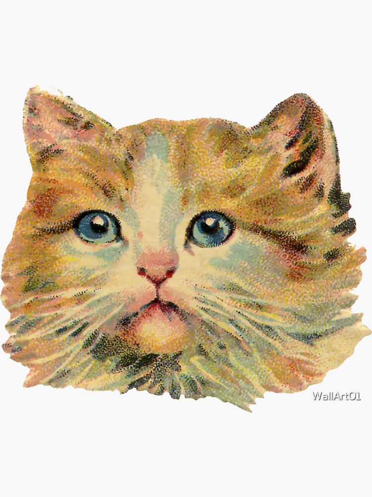 "Victorian Tabby Cat Sticker" Sticker for Sale by WallArt01 Redbubble