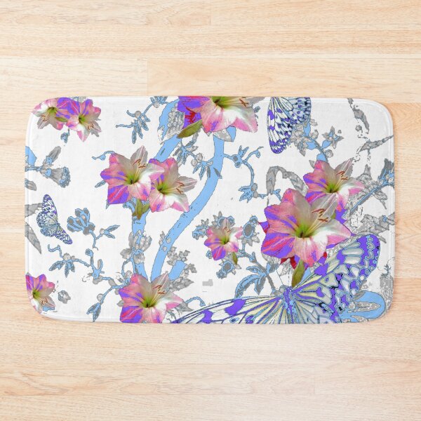 Item preview, PURPLE-PINK DECORATIVE  BLUE FLOWER GARDEN & BUTTERFLIES designed and sold by sharlesart.