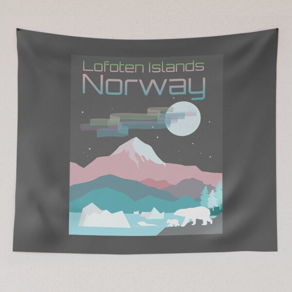 Item preview, Lofoten Islands - Polar Ice Region with Aurora Lights & Polar Bears designed and sold by LouiseFranksArt.