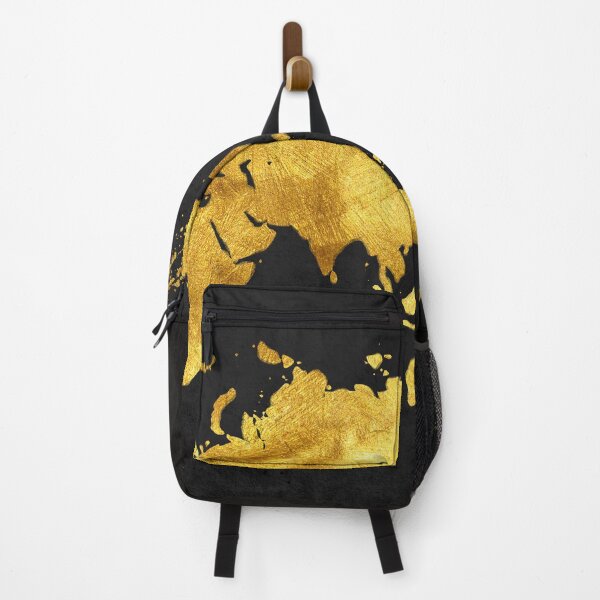 Item preview, 24 Karat World in black, gold metal texture world map designed and sold by Glimmersmith.