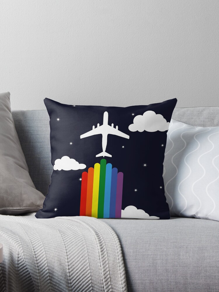 Plane Air Rainbow - Throw Pillow