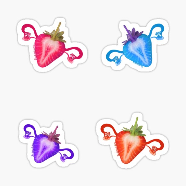 strawberry uterus sticker pack Sticker