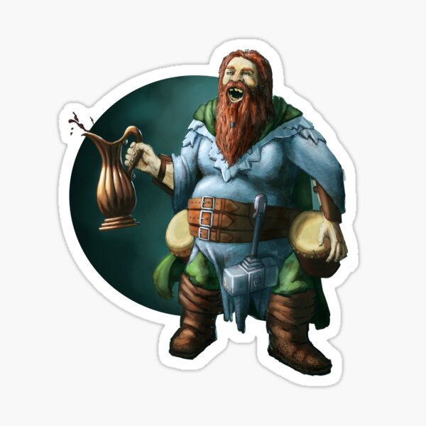 Dwarven Bard Fantasy Print Sticker