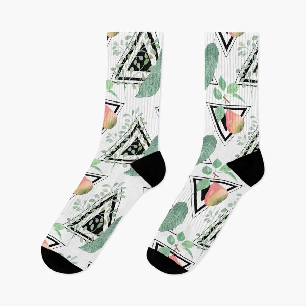 Item preview, Pears, leaves geometric black and white background. designed and sold by marinaklykva.