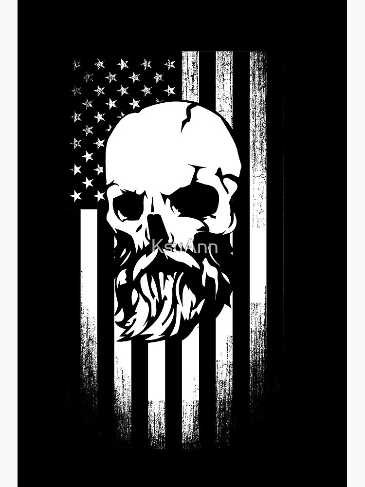 Flag Of The Usa And Bearded Skull Art Board Print For Sale By Ksuann Redbubble