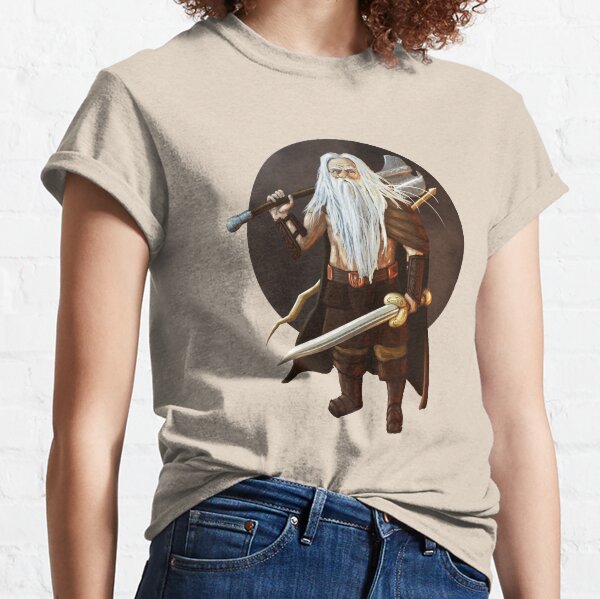 Gnome Barbarian Fantasy Portrait Print Classic T-Shirt