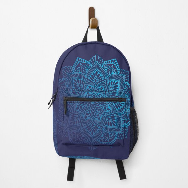 Item preview, Gradient blue mandala, on a midnight blue background designed and sold by floranelvd.