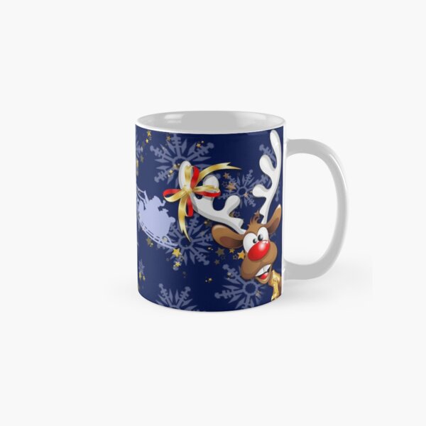 Merry Christmas Happy Santa and Reindeer Classic Mug
