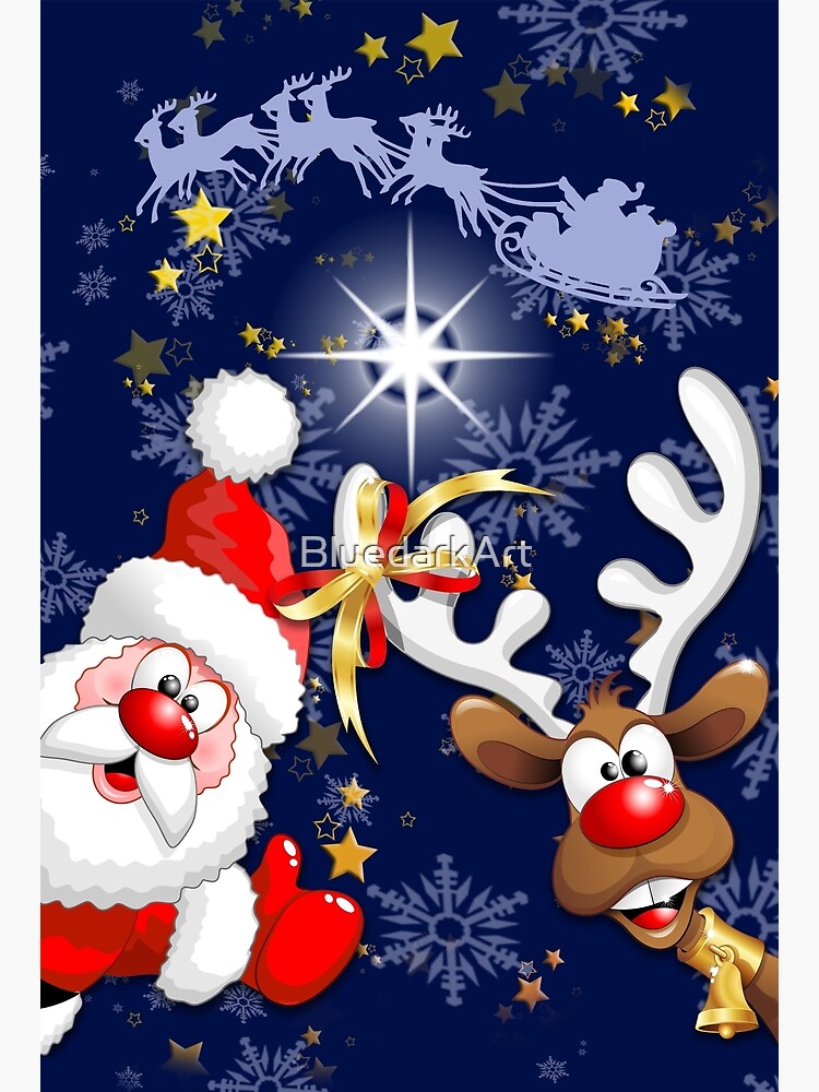 Merry Christmas Happy Santa and Reindeer