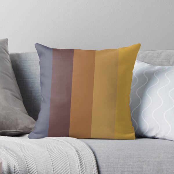 Sunrise stripes in blue, burgundy and yellow gradients Throw Pillow
