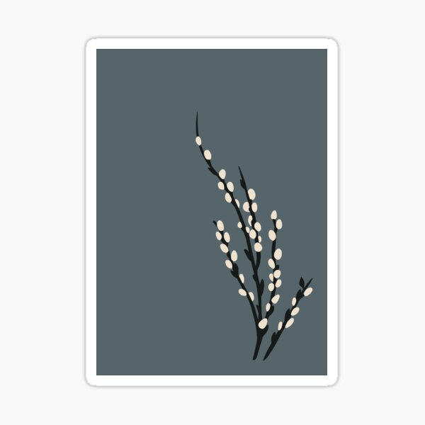 Winter Branches Illustration Pussy Willow Sticker