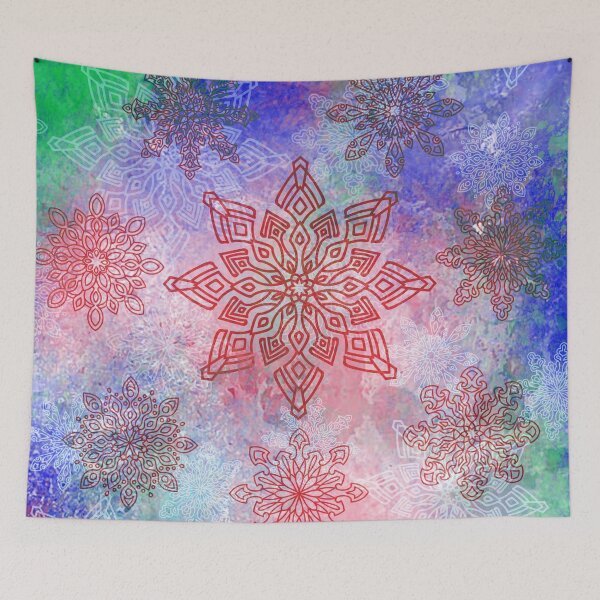 Item preview, Watercolor snow flakes green designed and sold by xavoblues.