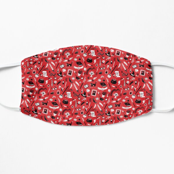 Magical Wizarding School Pattern - Red Flat Mask