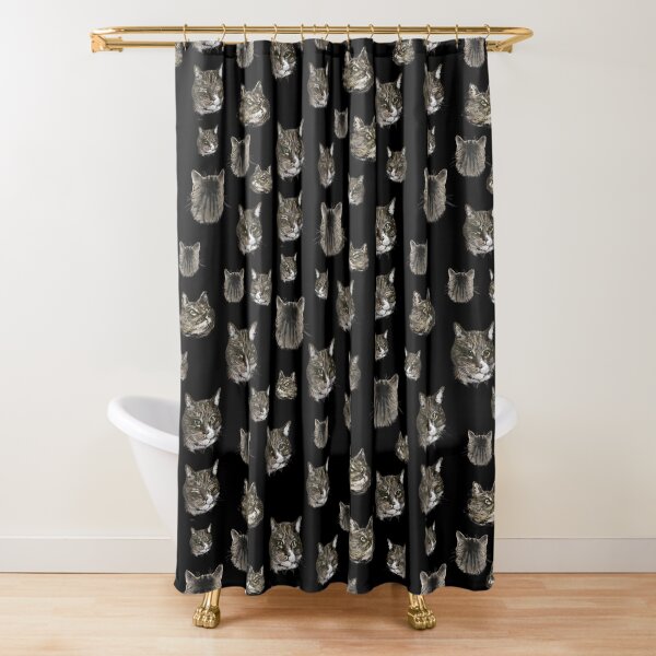 Minou Luna motif noir Rideau de douche