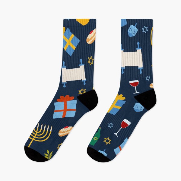 Item preview, Hanukkah pattern with traditional Jewish symbols designed and sold by LaBelezoka.