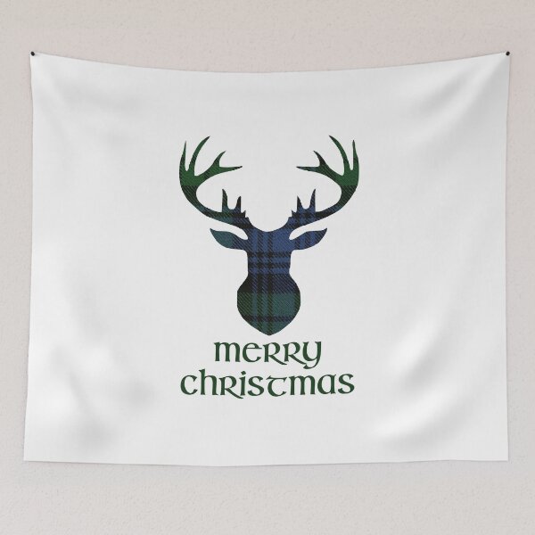 Item preview, Black Watch Scottish Tartan Merry Christmas Highland Stag designed and sold by CoolYule.
