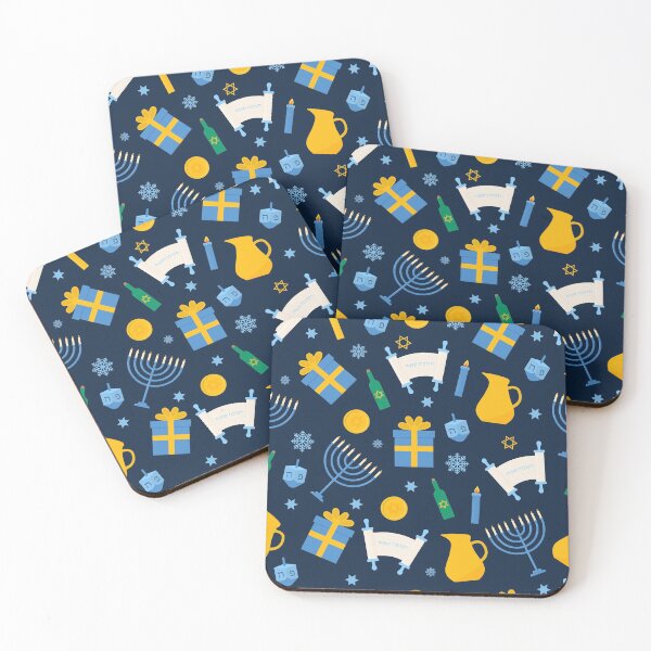 Item preview, Hanukkah pattern with traditional Jewish symbols designed and sold by LaBelezoka.