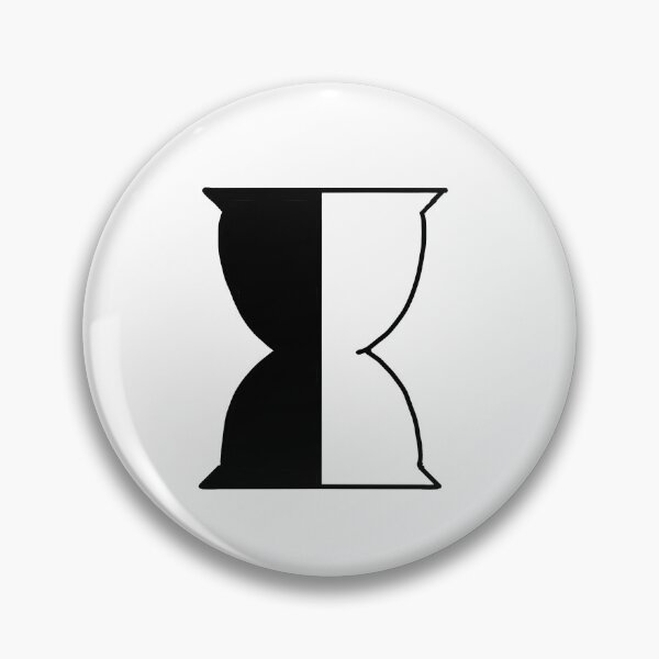Black and white split hourglass Pin