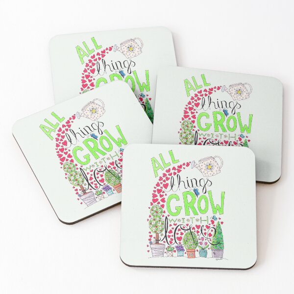 Item preview, All Things Grow With Love Motivational Inspirational Quote designed and sold by LouiseFranksArt.