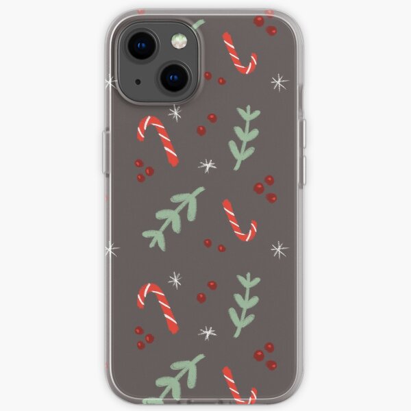 Candy Cane Mistletoe Christmas Pattern iPhone Soft Case