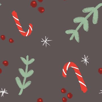 Artwork thumbnail, Candy Cane Mistletoe Christmas Pattern by StellarTatter