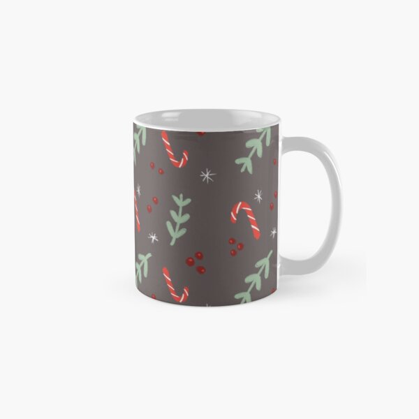 Candy Cane Mistletoe Christmas Pattern Classic Mug
