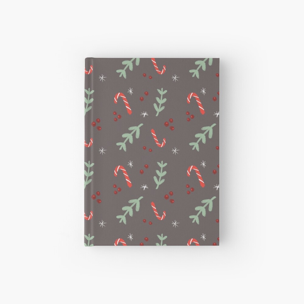 Candy Cane Mistletoe Christmas Pattern Hardcover Journal