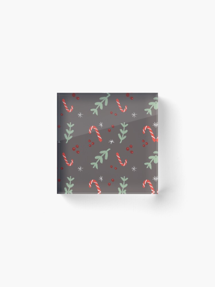 Alternate view of Candy Cane Mistletoe Christmas Pattern Acrylic Block