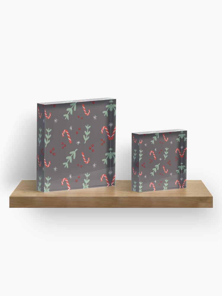 Alternate view of Candy Cane Mistletoe Christmas Pattern Acrylic Block