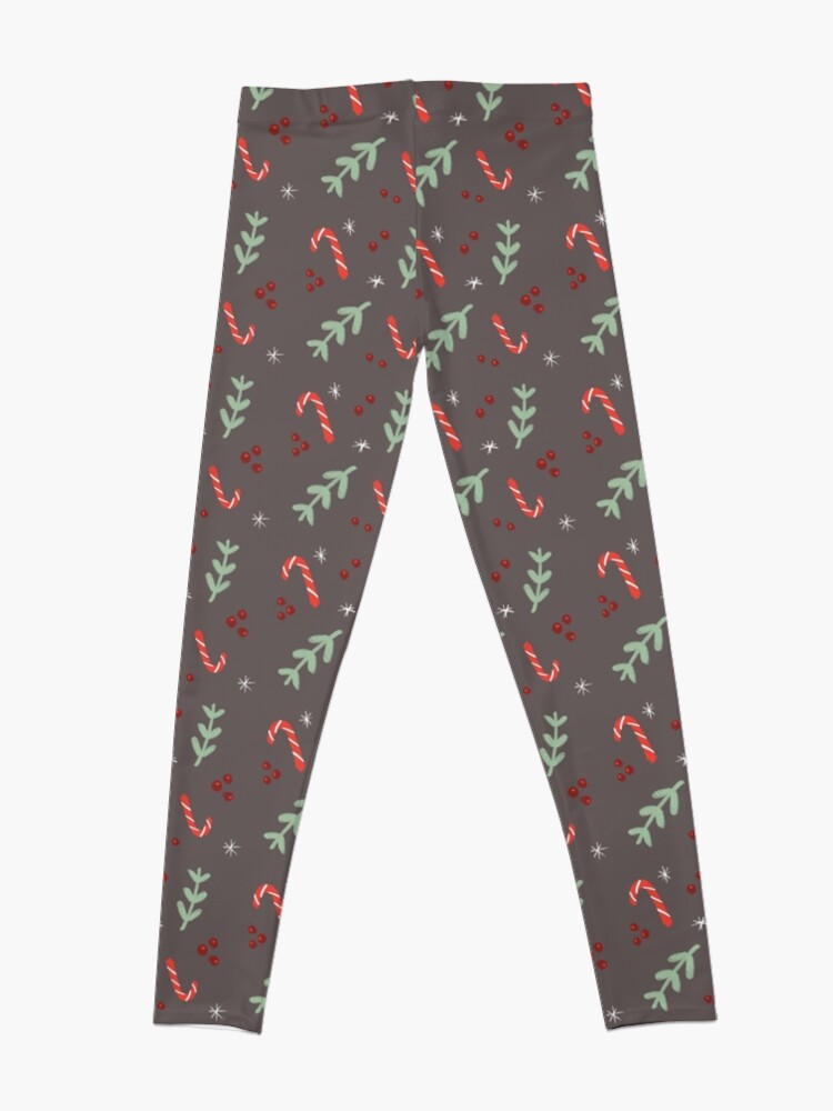 Thumbnail 4 of 5, Leggings, Candy Cane Mistletoe Christmas Pattern designed and sold by StellarTatter.