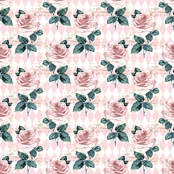 Artwork thumbnail, Pink Roses with Script by ReesDesigns