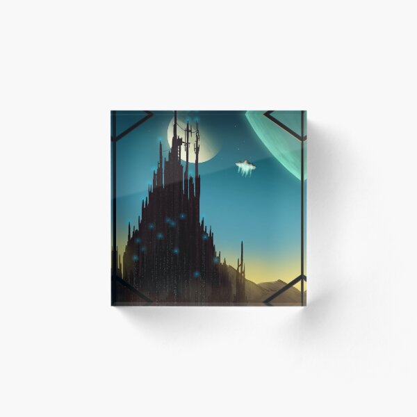 Sci-fi Cityscape Art Print Acrylic Block