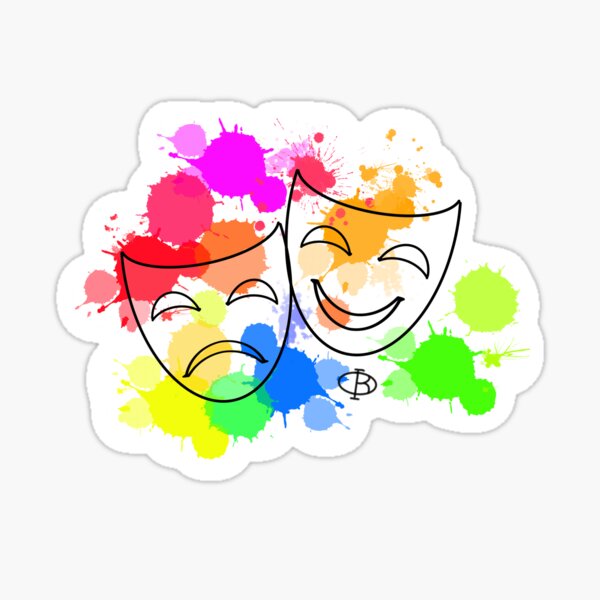 Aperçu de l'œuvre Variation de masques de théâtre colorés transparent créée et vendue par BusInACan.