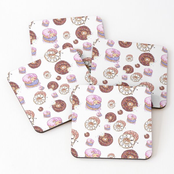 Item preview, Donut pattern pink, purple, cream, jelly filled sprinkles, WHITE BACKGROUND designed and sold by JustAMillenial -.