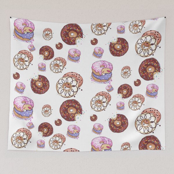 Item preview, Donut pattern pink, purple, cream, jelly filled sprinkles, WHITE BACKGROUND designed and sold by JustAMillenial -.