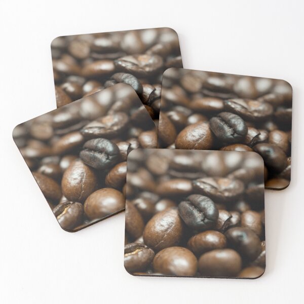 Coffee Bean Close-up Coasters (Set of 4)