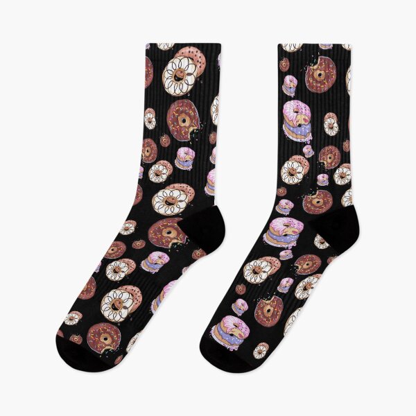 Item preview, Donut pattern pink, purple, cream, jelly filled sprinkles, BLACK BACKGROUND designed and sold by JustAMillenial -.
