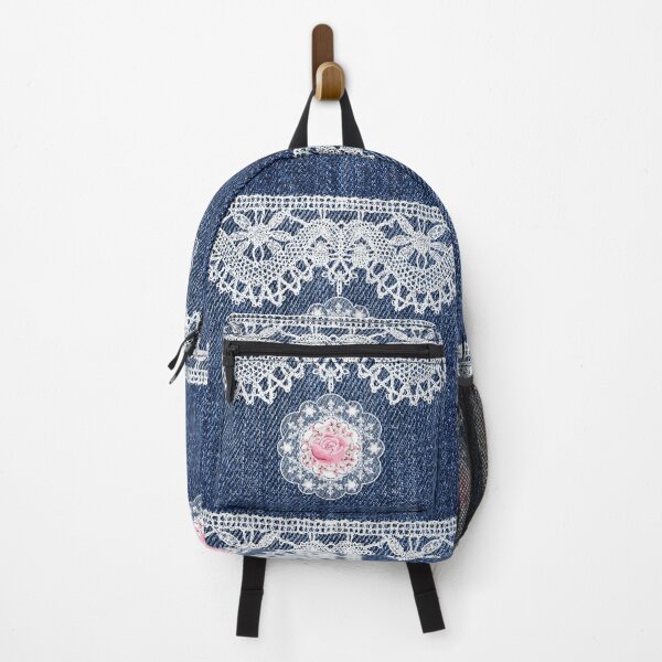 Item preview, Vintage Lace on Denim Pink Rose designed and sold by SloganExpress.