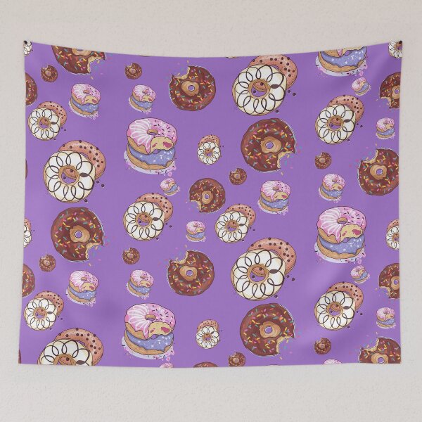 Item preview, Donut pattern pink, purple, cream, jelly filled sprinkles, PURPLE BACKGROUND designed and sold by JustAMillenial -.