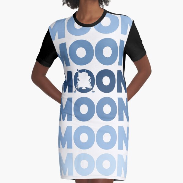 Moon lettering with lander (monochrome style) ▶ Graphic T-Shirt Dress