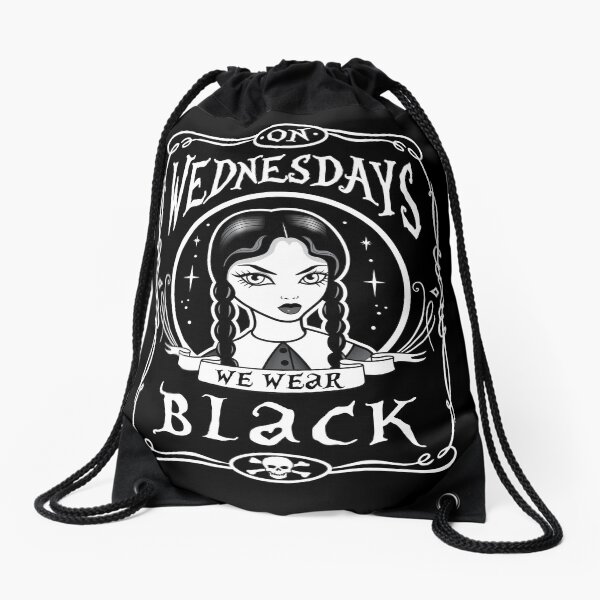 On Wednesdays We Wear Black Drawstring Bag