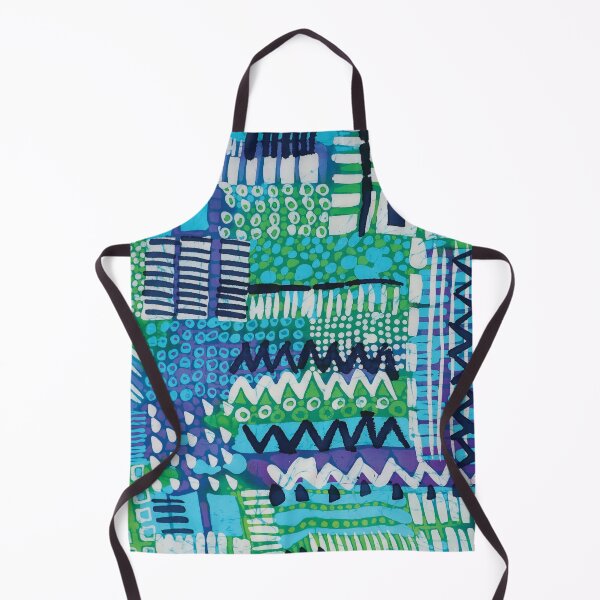 Item preview, Batik in Blue and Green African Geometric designed and sold by Leslie Rogers Todder.