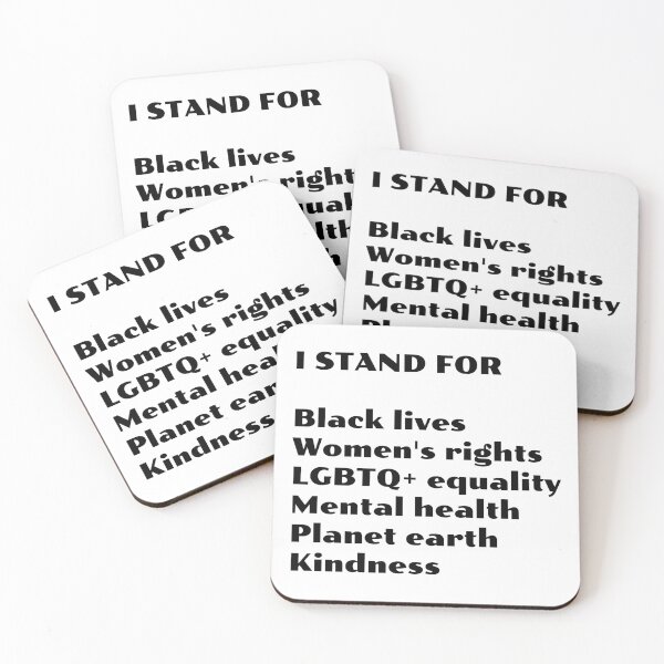 Item preview, I stand for black lives, women's rights, LGBTQ+ equality, mental health, planet earth, kindness designed and sold by Inspirationmotivation.
