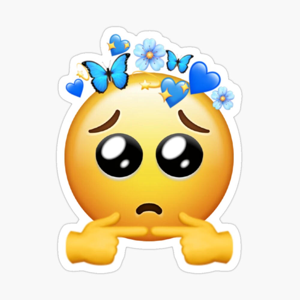 Cute aesthetic sad face emoji sticker\