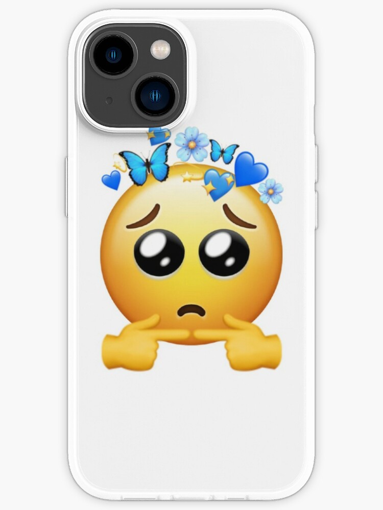 Cute aesthetic sad face emoji sticker\