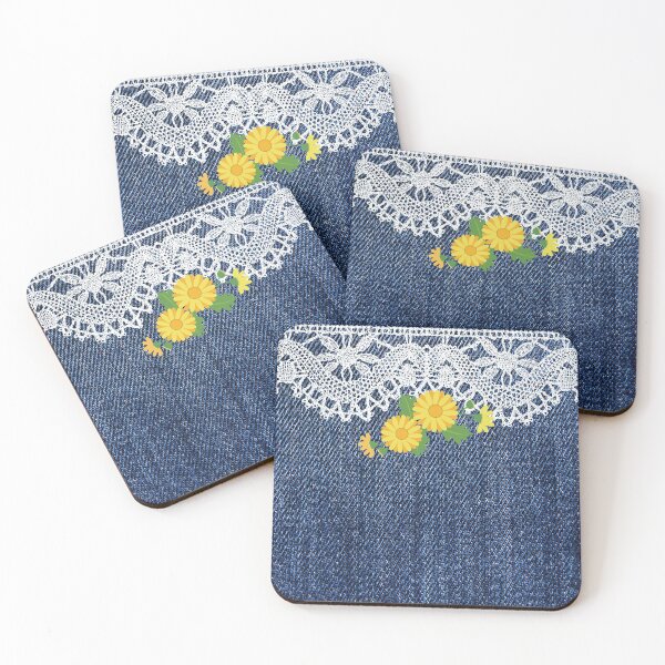 Item preview, Vintage Lace on Denim Daisies designed and sold by SloganExpress.