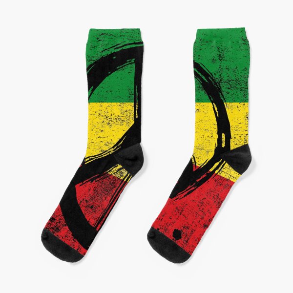 Rasta Flag with Peace Symbol, vintage texture version Socks